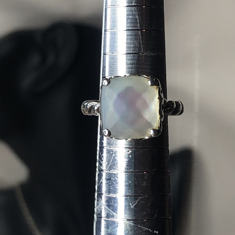 PANDORA Sincerity Twisted Sterling Silver Mother Of Pearl Cushion Cut Ring 50 5 - Picture 10 of 16